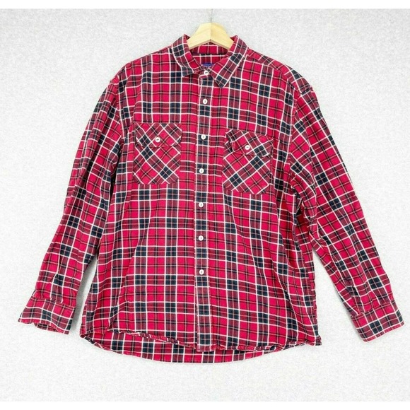 Pendleton Shirts Pendleton Mens Button Front Cotton Shirt Red Plaid